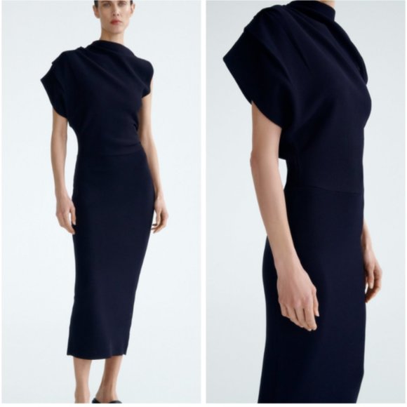 Zara Dresses Zara Special Edition Black Asymmetric Sleeve Knit